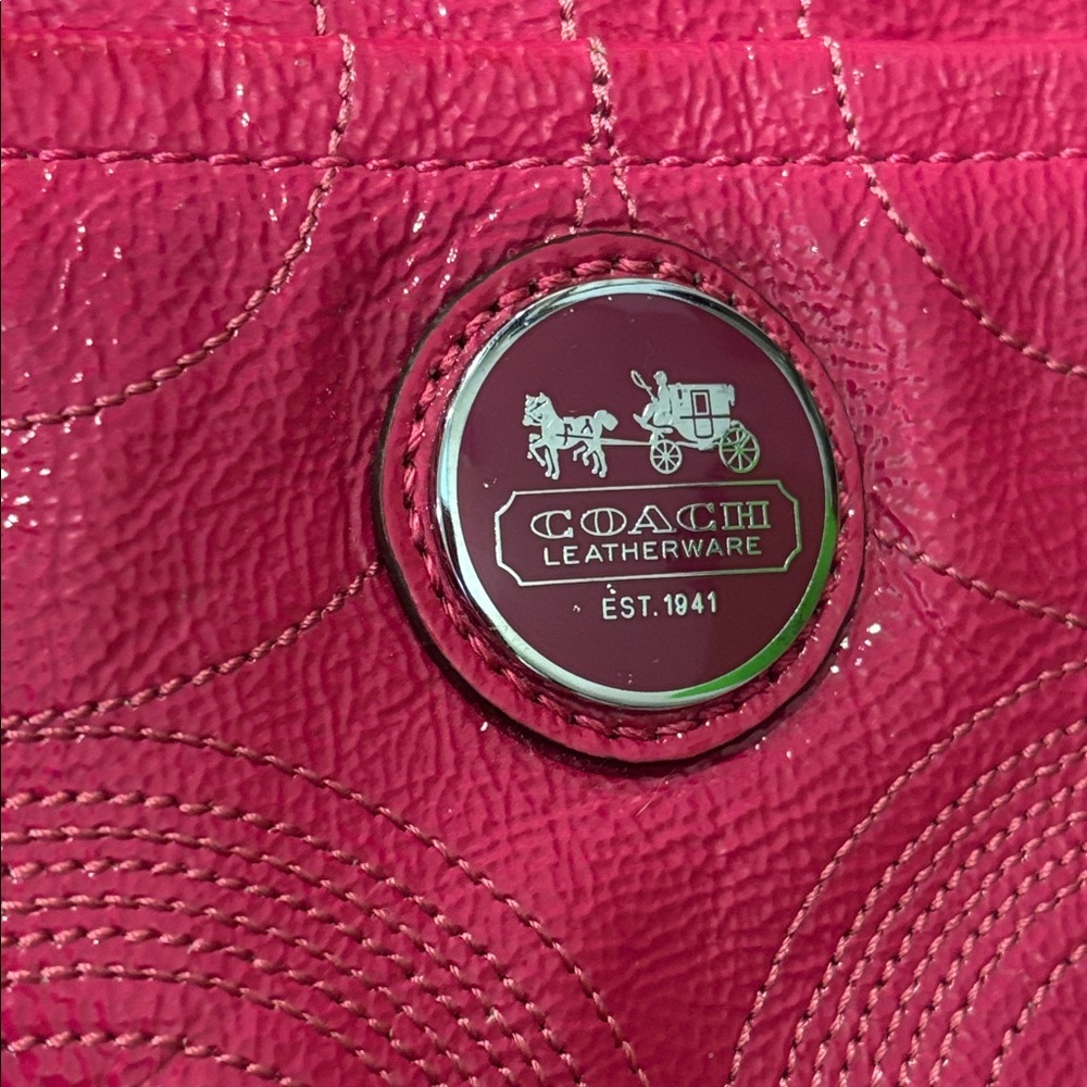 Coach Alex Raspberry Patent Leather Bag - Picture 5 of 13